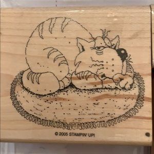 Wood Mounted Cattitude Cat Rubber Stamp